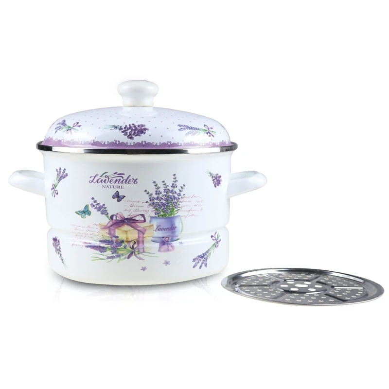 Oala emailata cu capac Grunberg GR2462A+sita