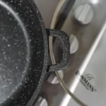 Cratita aluminiu Bohmann BH-1040-28, 28 x 7.5 cm, capac, marmorata, cu lingura din teflon, negru - imagine 5