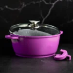 Cratita marmorata Bohmann BH-7328MRB-PR, 5.8 L, 28 x 12.5 cm, compatibila inductie, mov - imagine 2