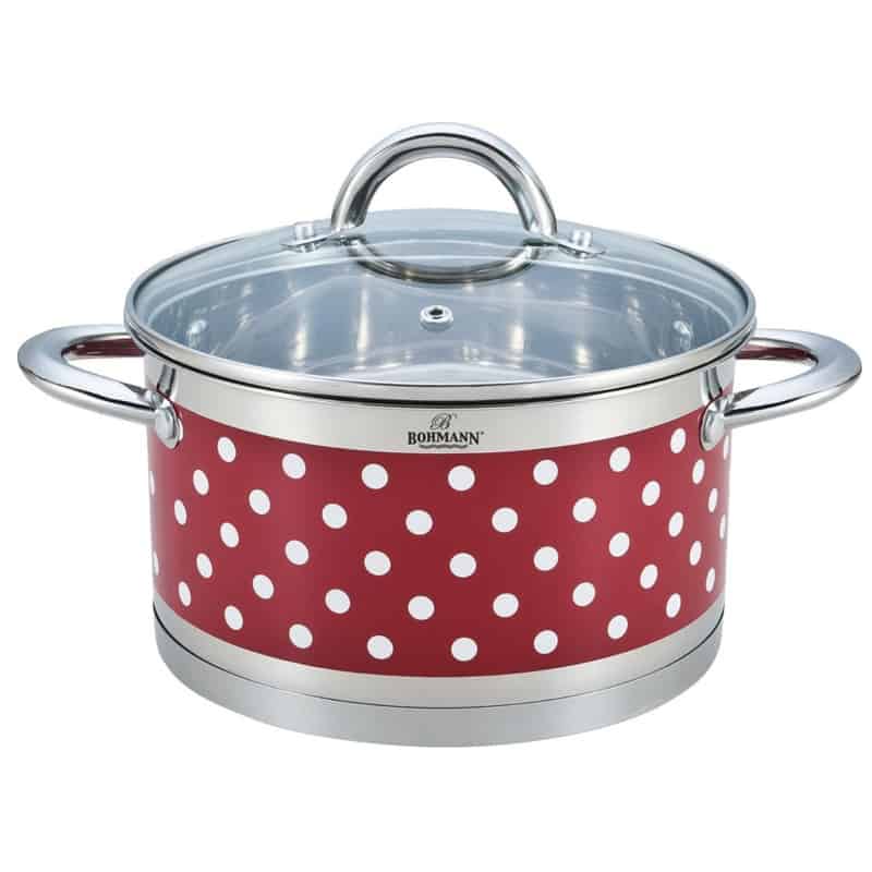 Oala inox cu capac Bohmann BH-7626-22, 4.7 l, 22 cm, model buline