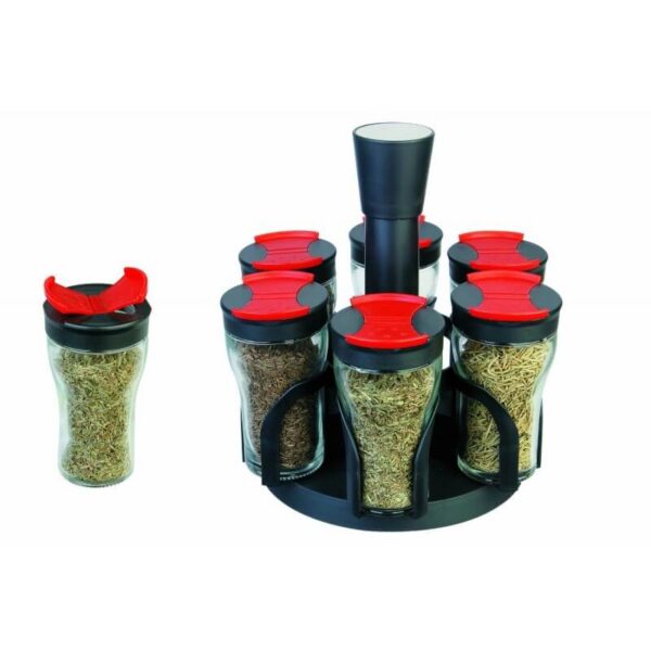 Set 6 recipiente condimente cu suport rotativ Grunberg GR386