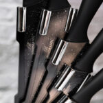 Set cutite inox Bohmann BH-5254, 6 piese, suport acrilic, acoperire marmura, negru - imagine 4