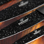 Set cutite inox Bohmann BH-5254, 6 piese, suport acrilic, acoperire marmura, negru - imagine 5