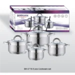 Set oale inox Bohmann Premium BH-0714, 6 piese, 2.1L/2.9L/3.9L, inductie, capace sticla - imagine 3