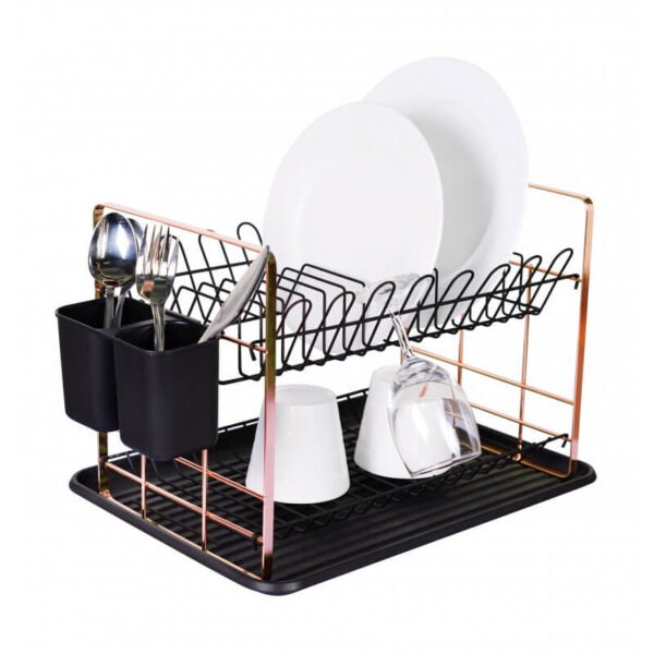 Suport vase Grunberg GR3232, cromat, finisaj mat, tava din plastic si suport tacamuri