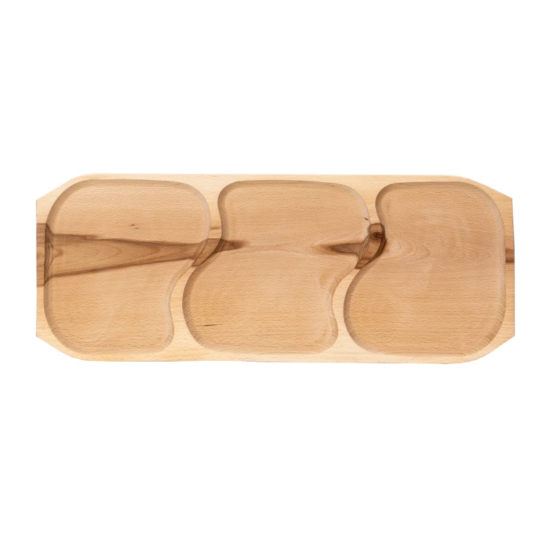 Platou lemn cu 3 compartimente 65x26x2.5cm EXT 10157