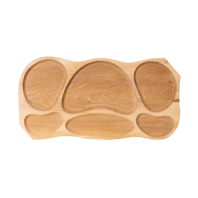 Platou lemn cu 6 compartimente 68x34x2.5cm EXT 6081