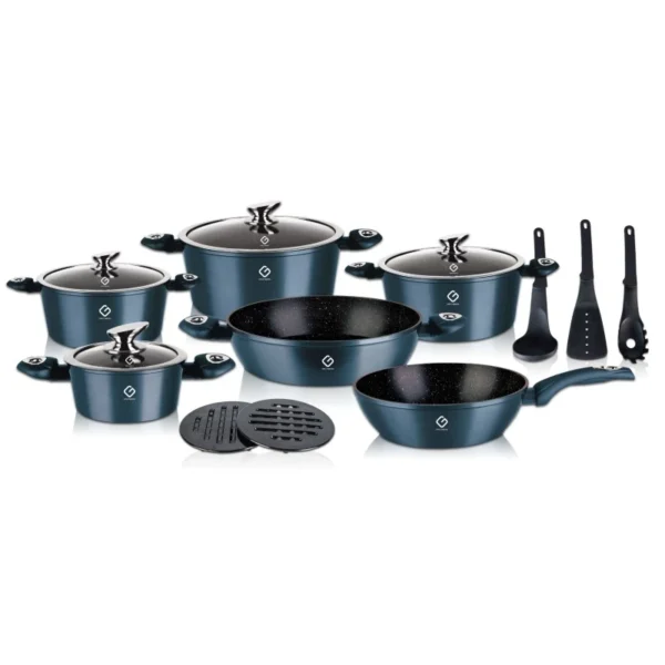 Set 15 piese pentru gatit Grunberg GR2715 BLUE