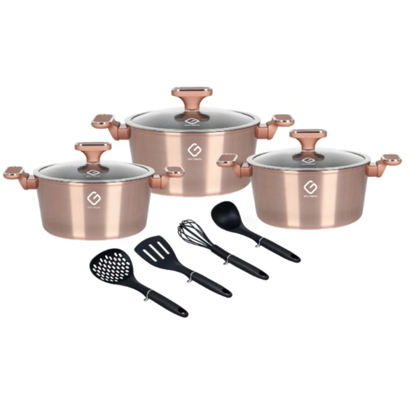 Set 3 vase din aluminiu Grunberg GR2718 auriu