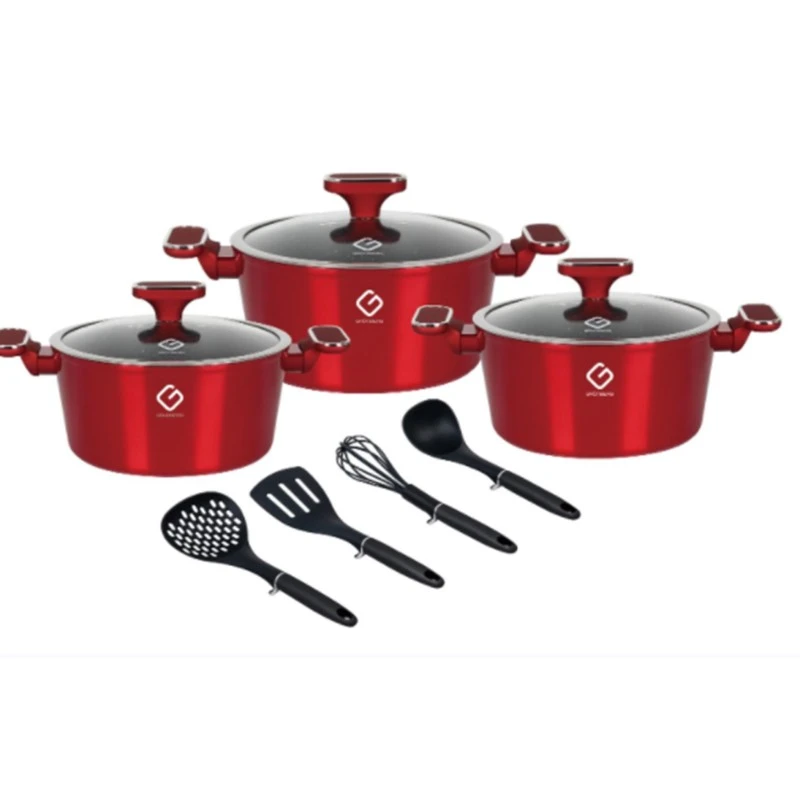 Set 3 vase din aluminiu Grunberg GR2718 rosu