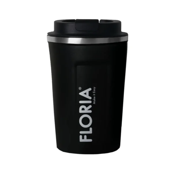 Cana de cafea tip termos Floria ZLN9969, capacitate 380ml, interior din inox, pereti dubli, negru