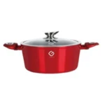 Cratita din aluminiu Grunberg GR8820, ceramica marmorata, capac, compatibila inductie, 20x9.5 cm, 2.3 l