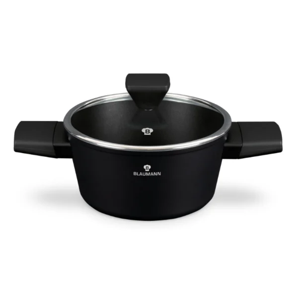 Cratita din aluminiu forjat Blaumann BL-4001, diametru 24 cm, 3.5 L, 3 straturi acoperire, negru mat