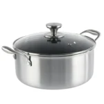 Cratita inox Grunberg GR9924, 24x10.5 cm, 4.3 l, capac sticla, invelis anti-aderent honeycomb, compatibila plita cu inductie