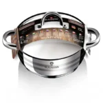 Cratita joasa din inox Blaumann BL-1005, 10 L, 32x13 cm, capac sticla, manere nituite - imagine 2