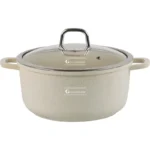 Cratita marmorata Goldmann GM-0328B, 6.5 L, 28 x 12.5 cm, compatibila inductie, crem