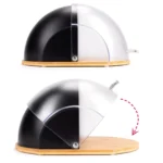 Cutie pentru depozitat paine Kamille KM1100, 38x26.5x22 cm, plastic + bambus, negru - imagine 4