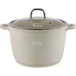 Oala aluminiu turnat Goldmann GM-0624B, 24x16.5 cm, 6.2 L, acoperire ceramica, capac, crem