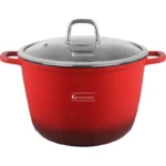 Oala aluminiu turnat Goldmann GM-0624R, 24x16.5 cm, 6.2 L, acoperire ceramica, capac, rosu