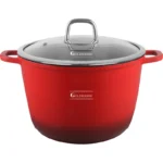Oala aluminiu turnat Goldmann GM-0632R, 32x22 cm, 14 L, acoperire ceramica, capac, rosu