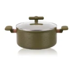 Cratita din aluminiu cu capac Grunberg GR5723, interior anti-aderent, compatibila inductie, 24x11 cm, 4.3 l