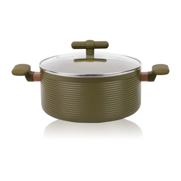 Cratita din aluminiu cu capac Grunberg GR5724, interior anti-aderent, compatibila inductie, 28x14 cm, 7.4 l