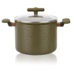 Oala din aluminiu cu capac Grunberg GR5725, interior anti-aderent, compatibila inductie, 22x18 cm, 5.6 l