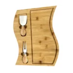 Platou din bambus, cu 2 accesorii, pentru prezentare si servire branzeturi, Grunberg GR5815