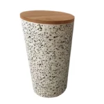 Recipient pentru depozitare Grunberg BM008, din fibre de bambus, cu capac, model puncte