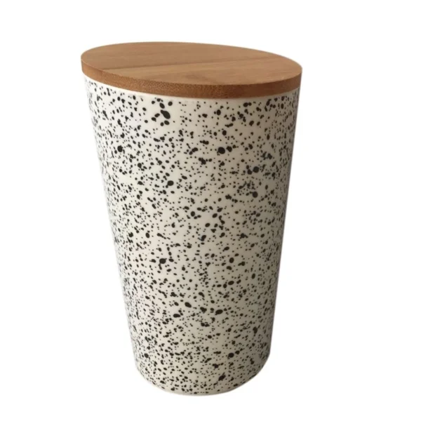 Recipient pentru depozitare Grunberg BM008, din fibre de bambus, cu capac, model puncte