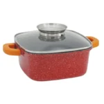 Roaster aluminiu Oliver Voltz OV54323B28A, 28x28x11 cm, 6.5 L, interior granit, capac, rosu