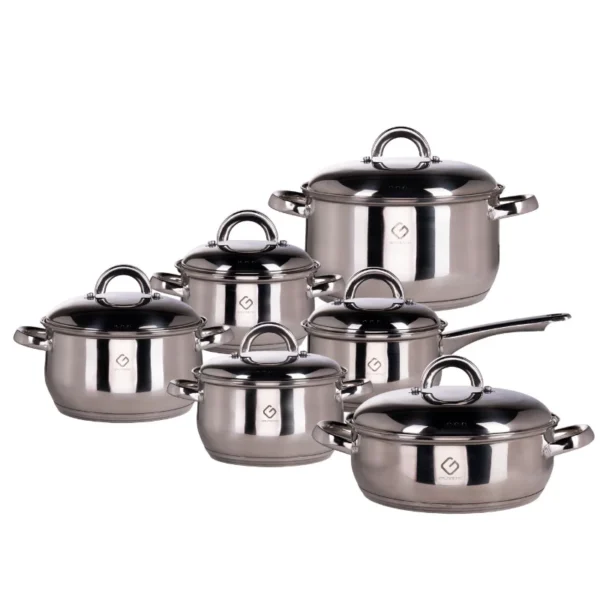Set cratite inox Grunberg GR1512, 12 piese, capace inox