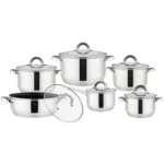 Set cratite inox Grunberg GR1513, 12 piese, capace sticla termorezistenta