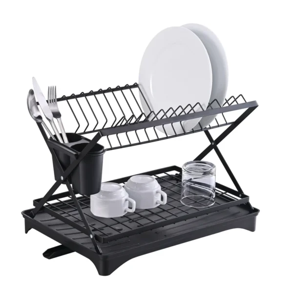 Suport vase Grunberg GR3241, 30 x 42 x 30 cm, din otel si plastic, cu tava si suport tacamuri