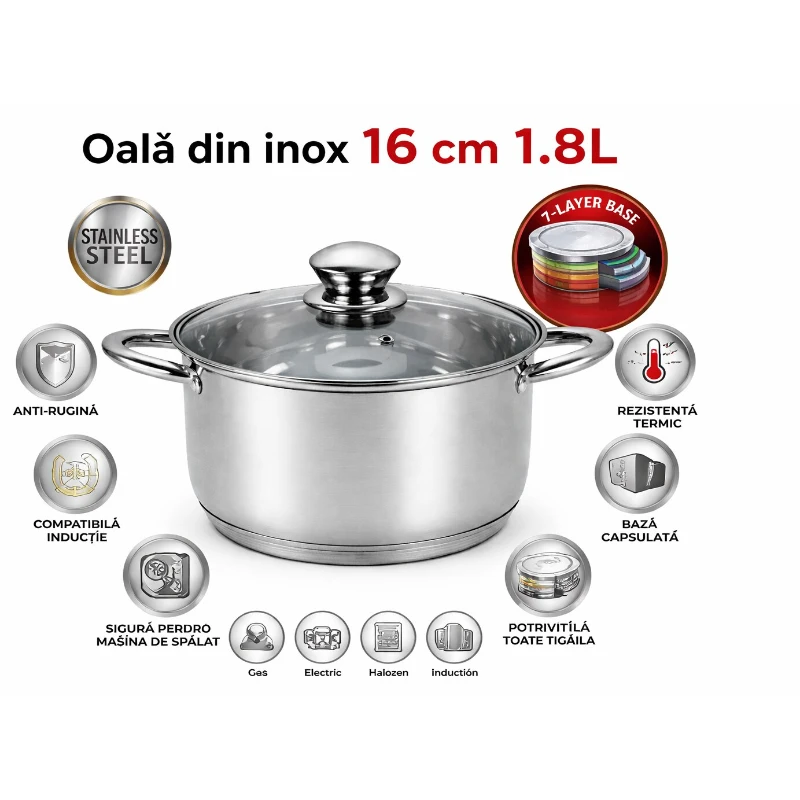Cratita inox cu capac Swiss Z Line ZSC-1216
