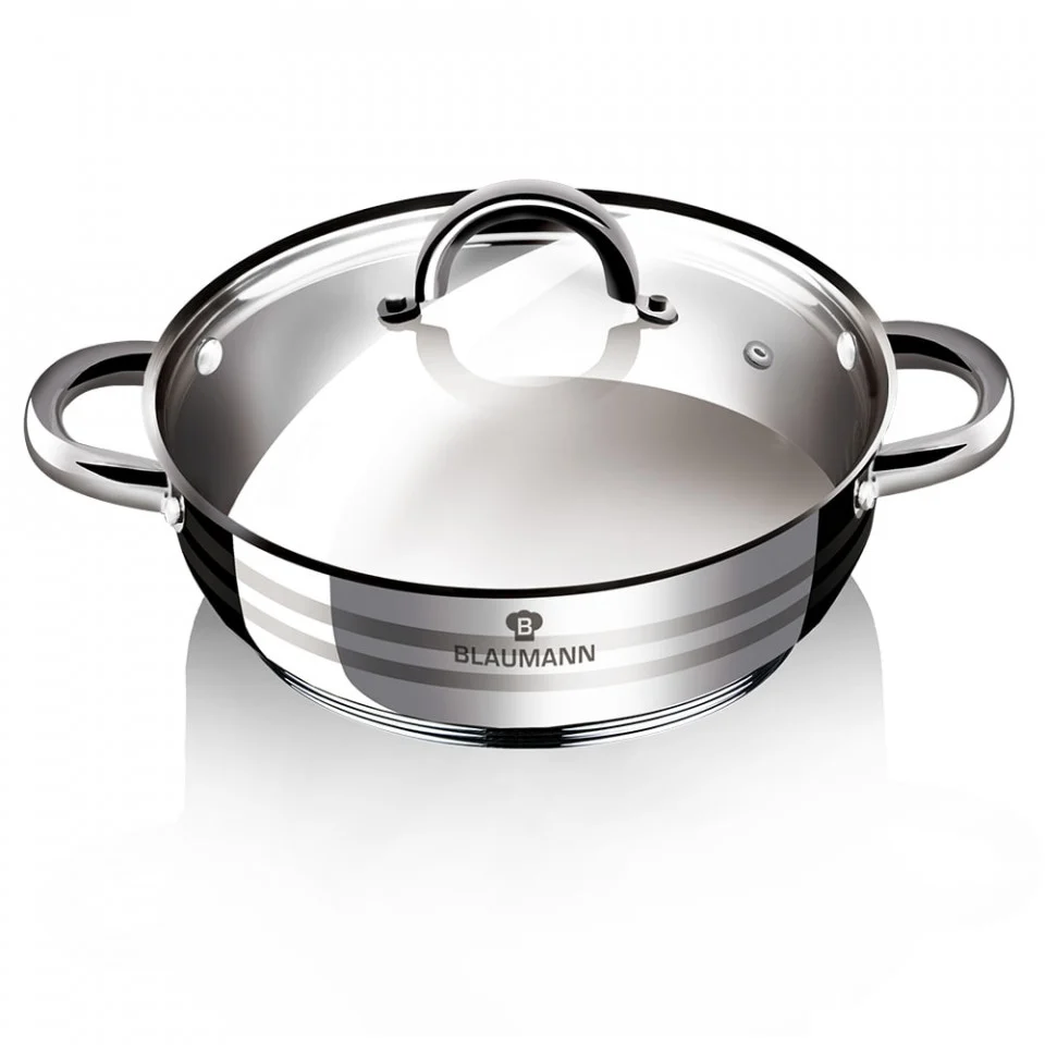 Cratita joasa din inox cu capac Blaumann BL-1001A Cratita joasa din inox cu capac Blaumann BL-1001A